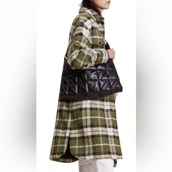 AllSaints Tia Wool Coat Green Check Plaid Shirt Jacket - Picture 8 of 15